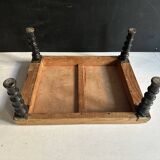 Antique Napoleon III footstool in turned blackened wood – 19th century