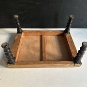 Antique Napoleon III footstool in turned blackened wood – 19th century