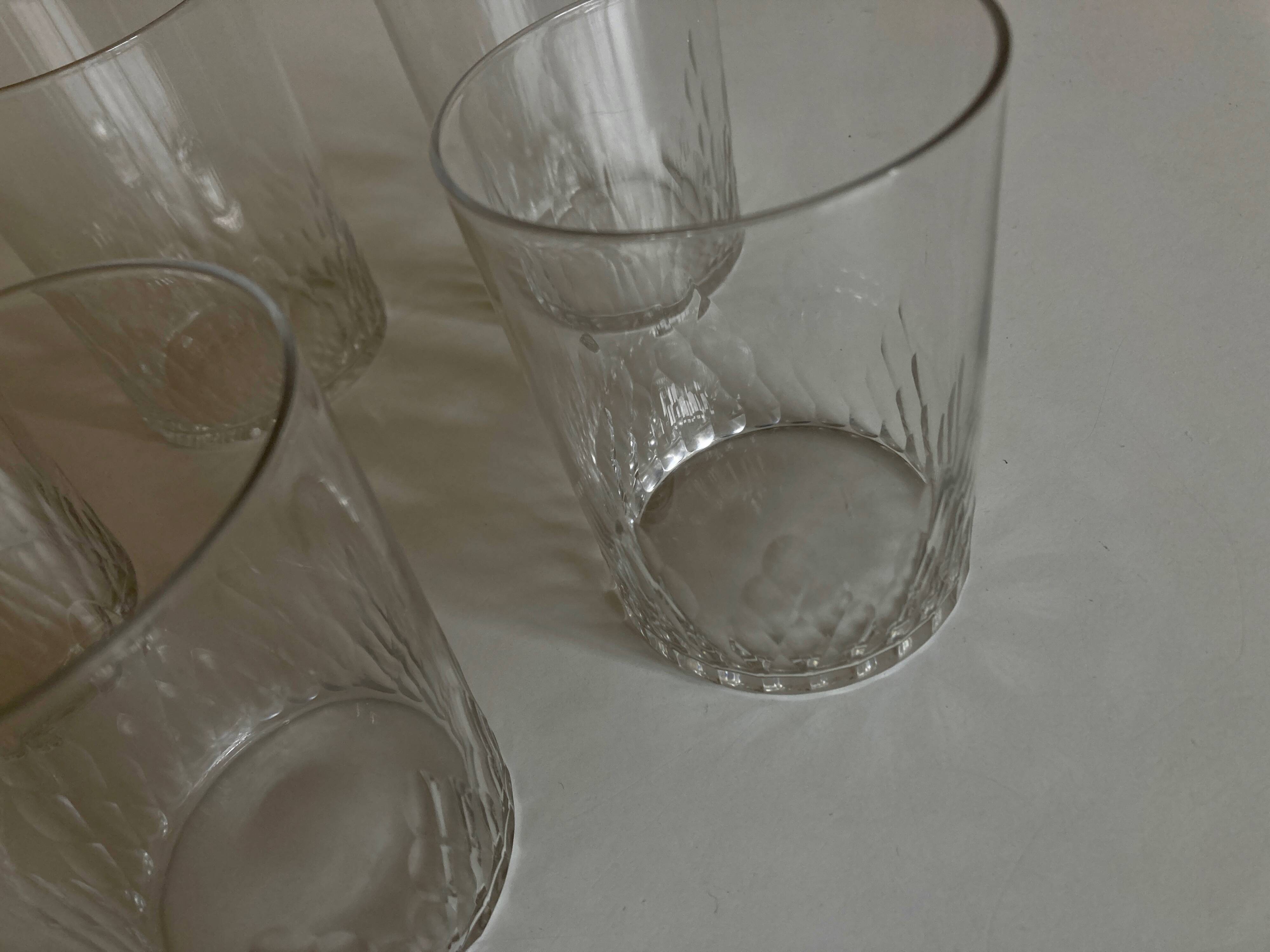 Set of 5 Baccarat modernist Ecailles water goblets