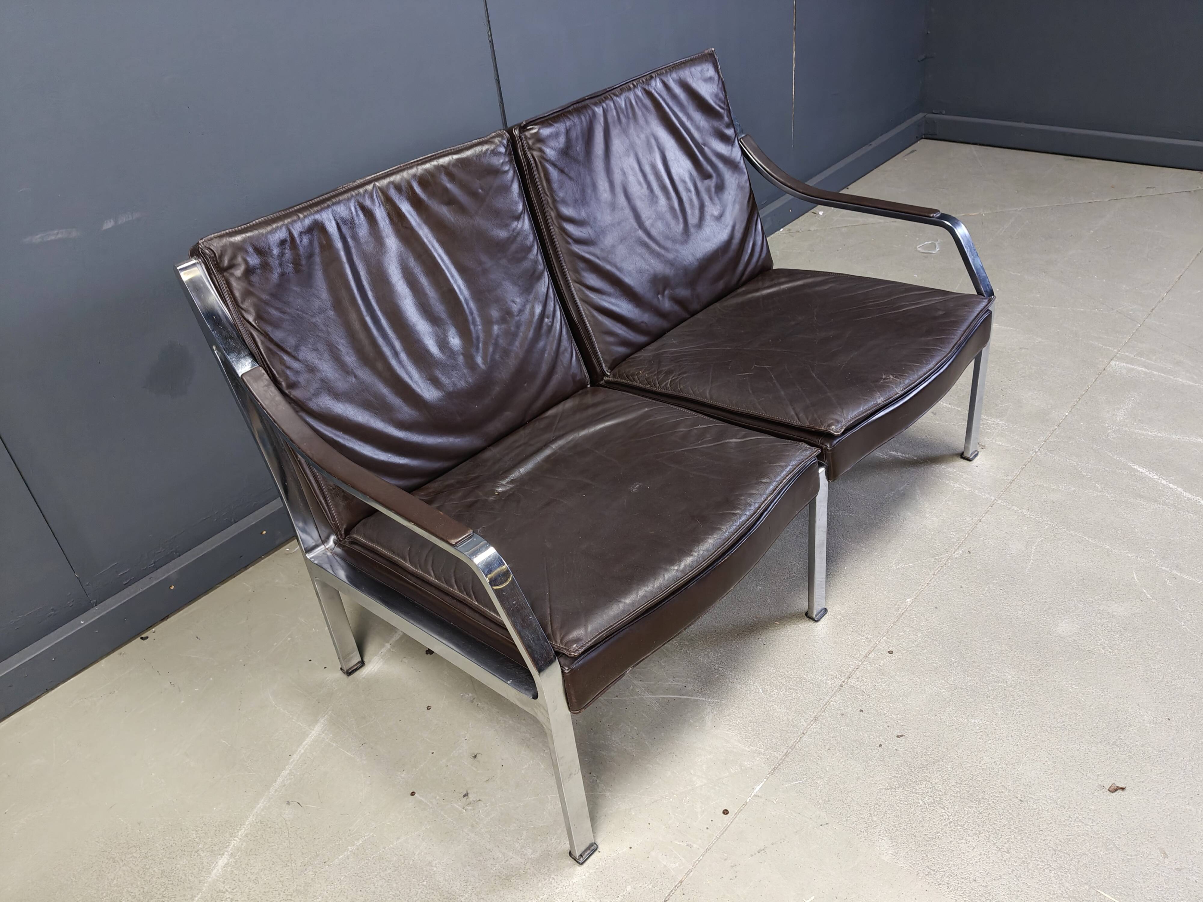 Leather sofa by Preben Fabricius and Jorgen Kastholm for Walter Knoll, 1960