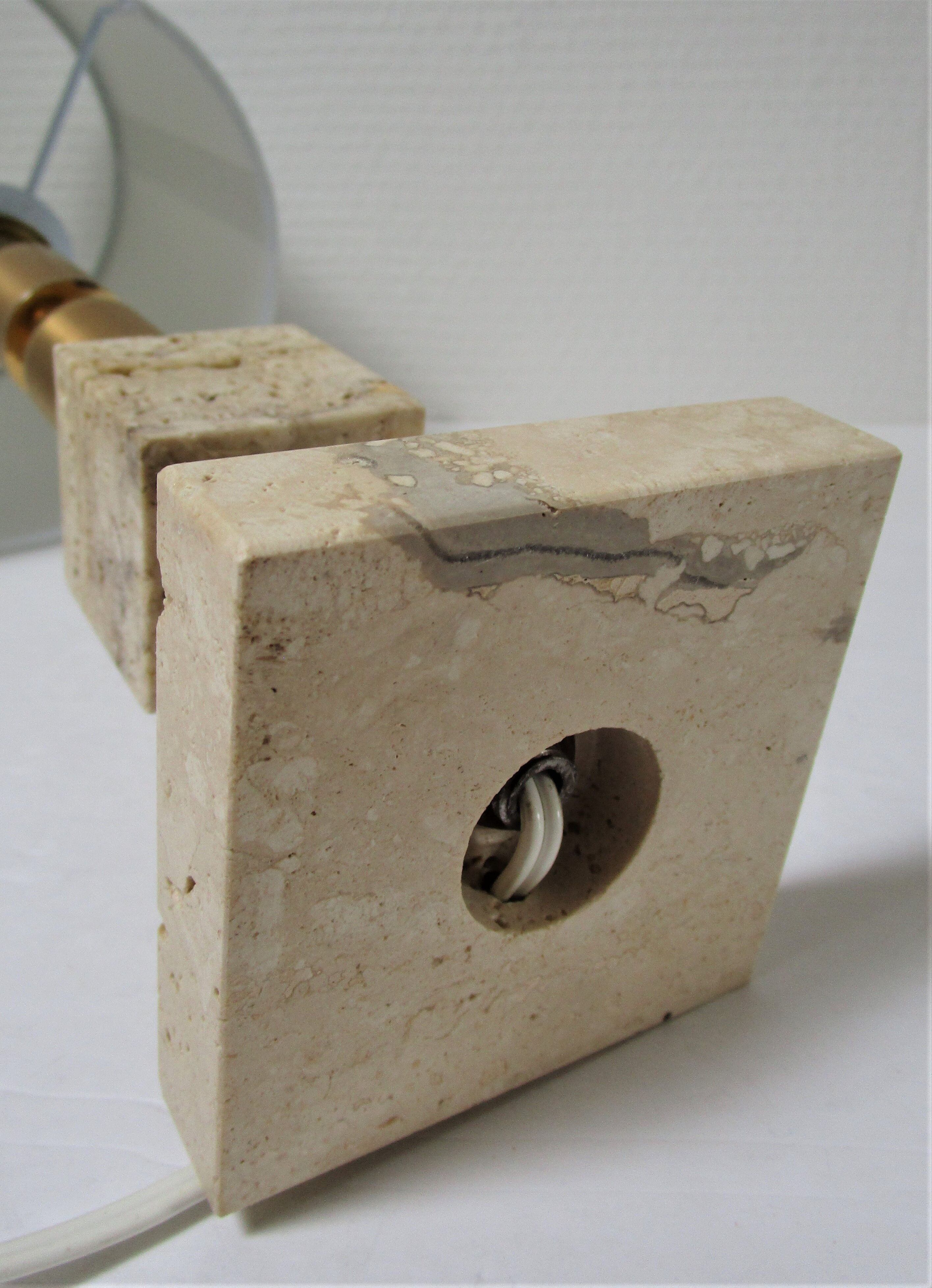 Travertine lamp and  gilded steel 70