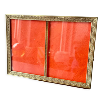 Double cadre photo en laiton doré couleur métal 14,5 cm x 10,5 cm