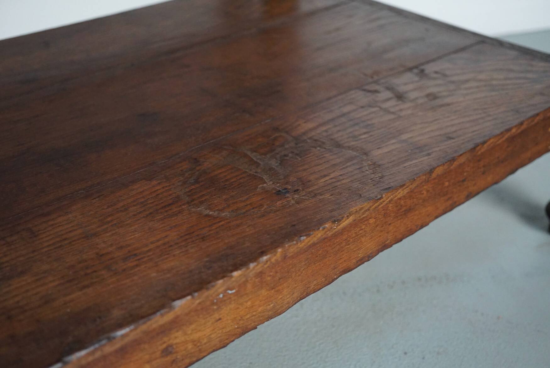 Antique oak 19th century French rustic console / drapers or side table