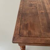 Walnut and pine drapery farmhouse table