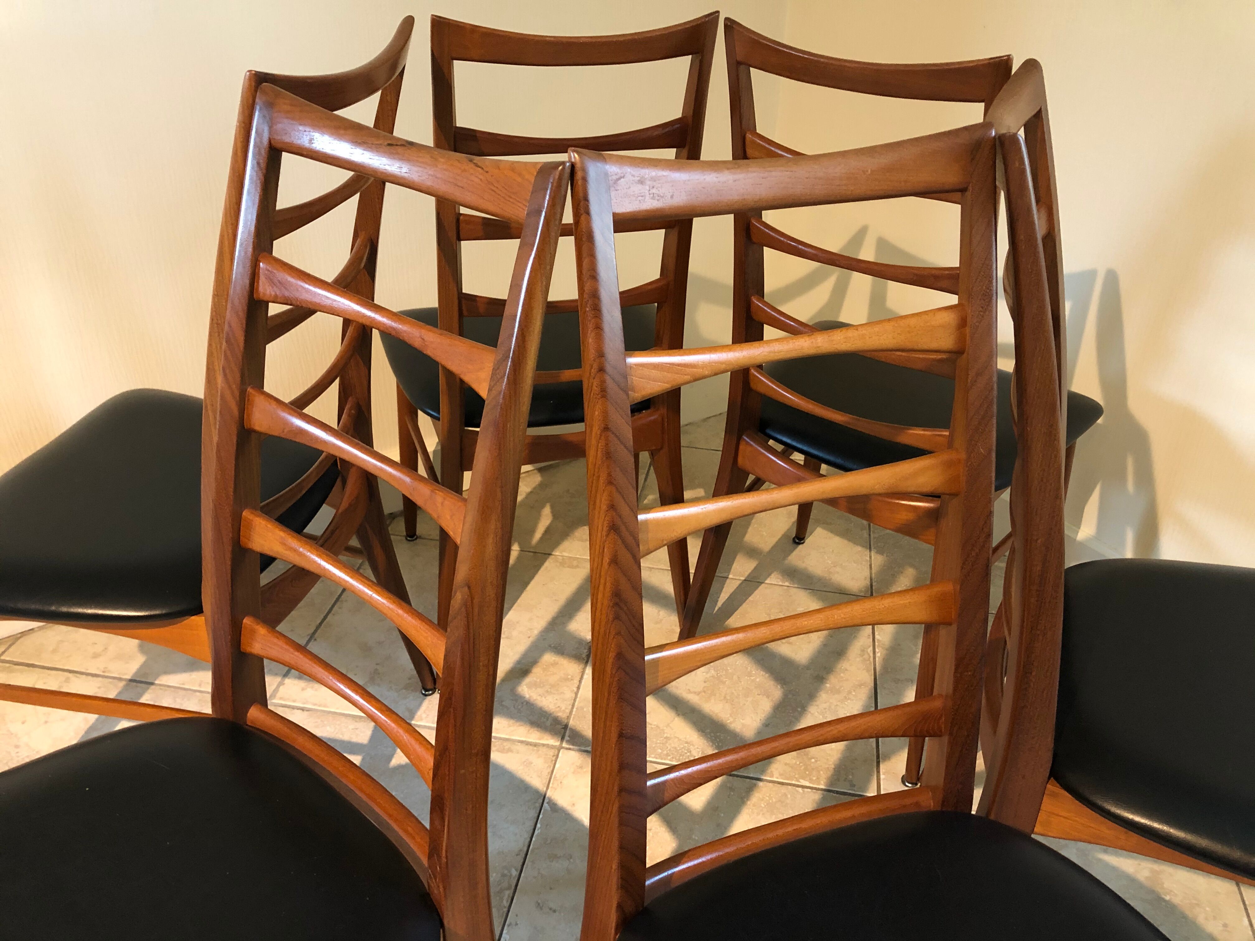 Set of 6 Scandinavian Teak "Lis" chairs by Niels Koefoed, Circa 1960