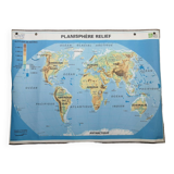 Old school MDI map: The world, political planisphere and relief.