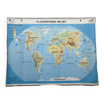 Old school MDI map: The world, political planisphere and relief.