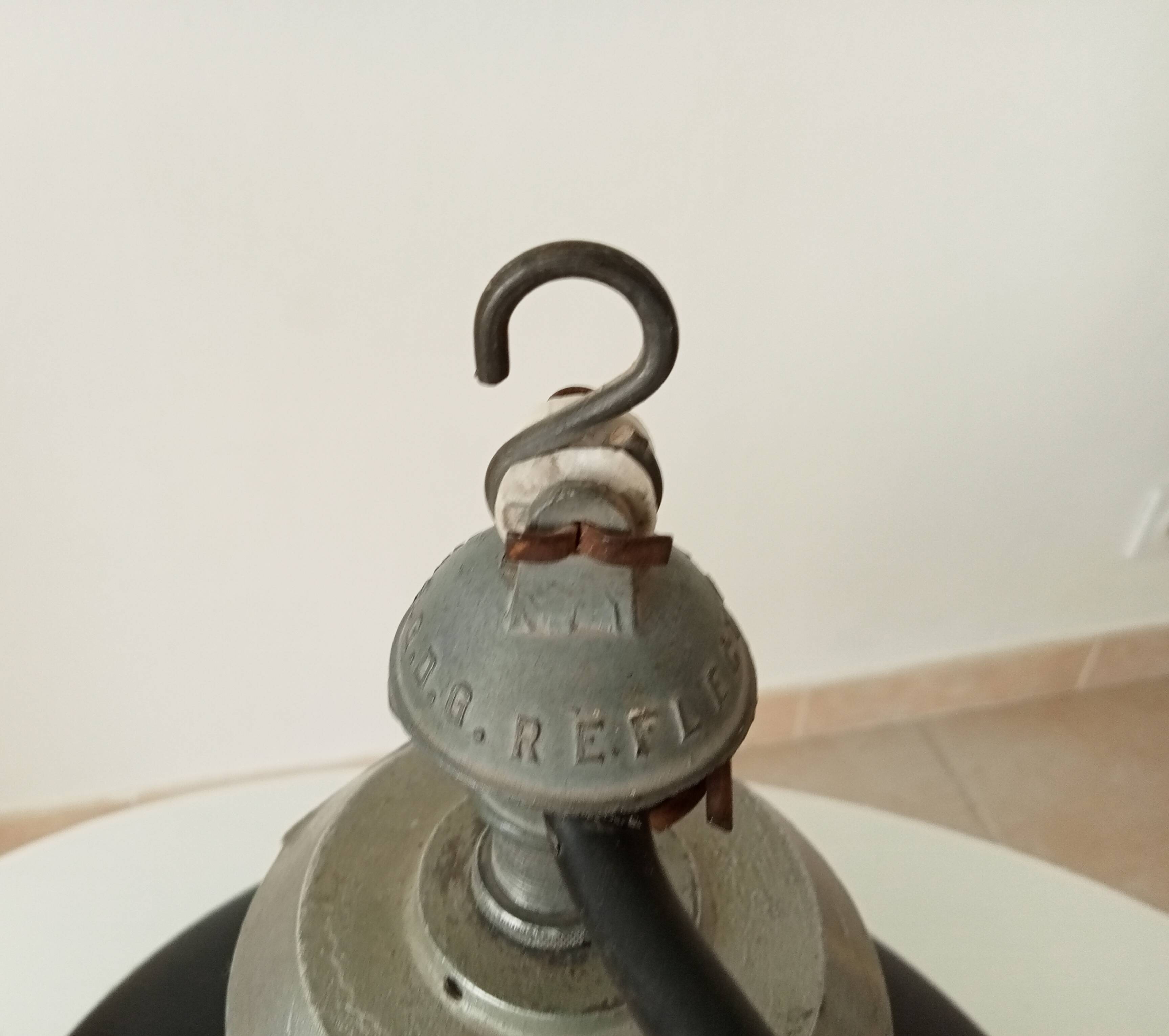 Vintage enamel industrial suspension Reflecto