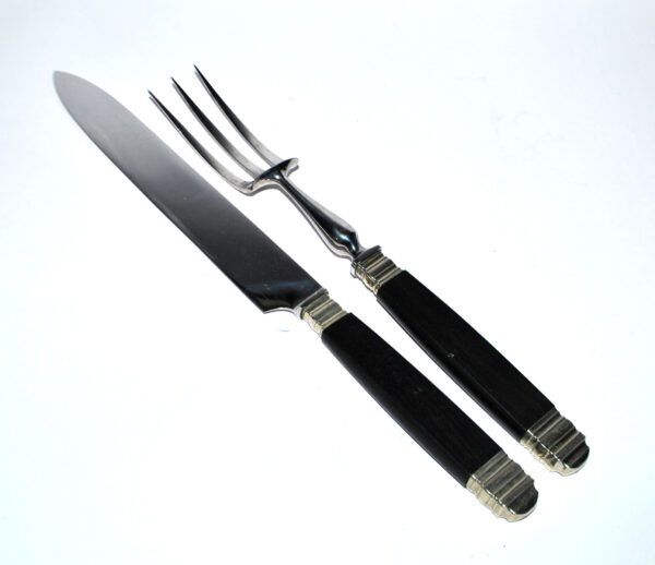 NILOX Stainless steel and ebony meat cover Empire knife + fork set