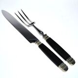 NILOX Stainless steel and ebony meat cover Empire knife + fork set