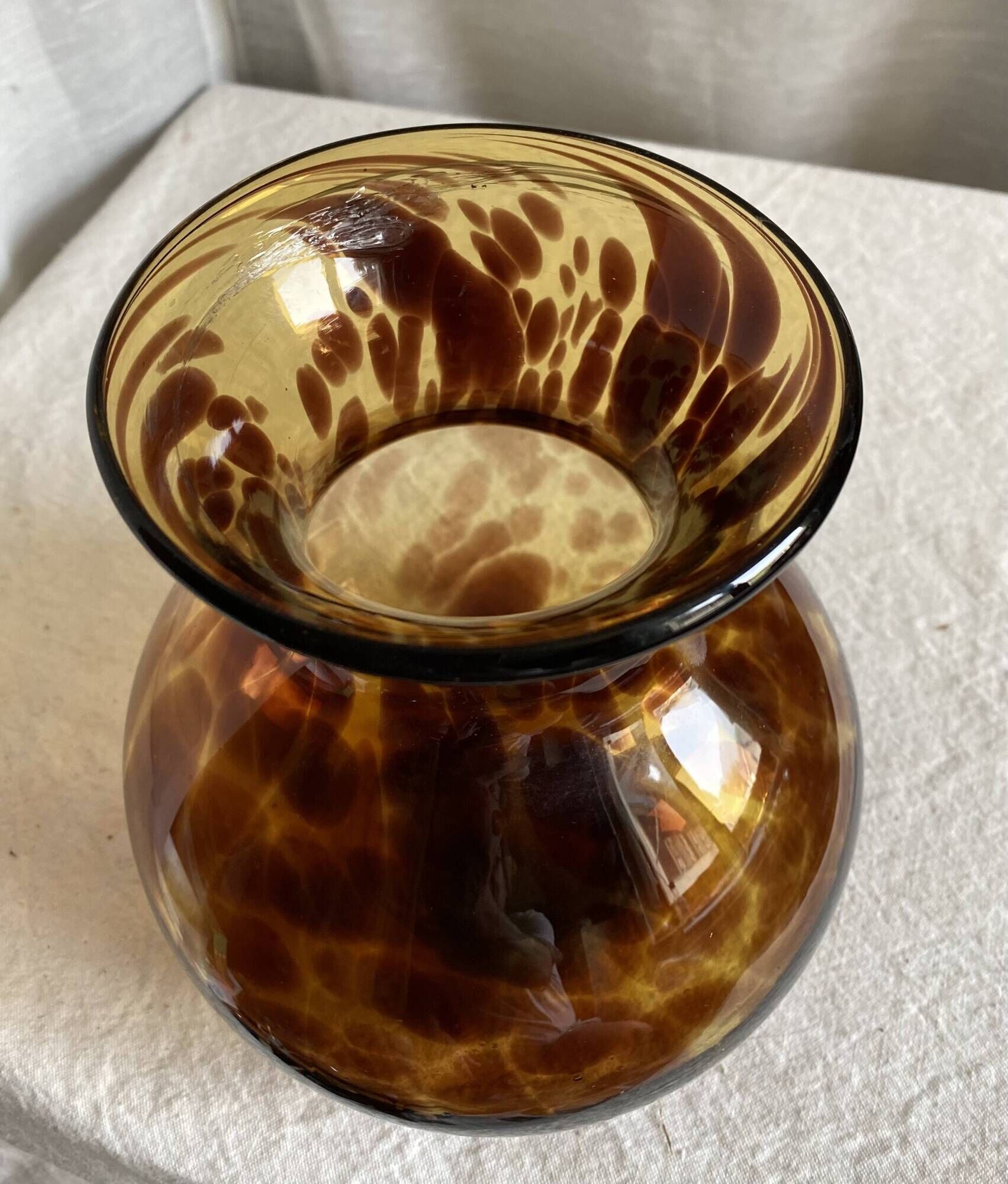 Vase verre soufflé "écaille de tortue" vintage 1960