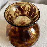 Vase verre soufflé "écaille de tortue" vintage 1960