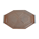 Plateau art deco en verre rose