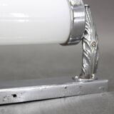 Czechoslovak Bauhaus Art Deco chrome tubular wall light with milk glass