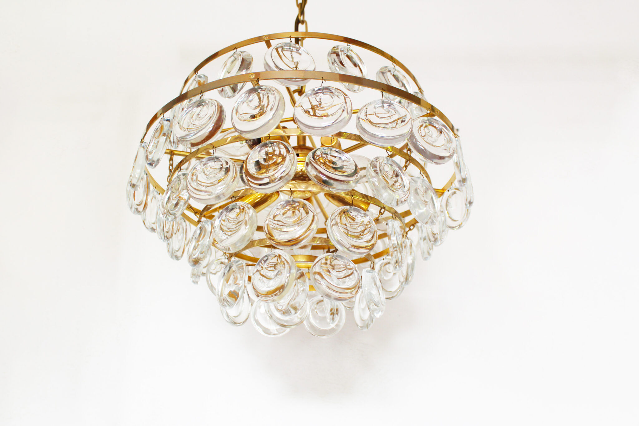 Stunning Crystal Glass and brass Chandelier by Palwa