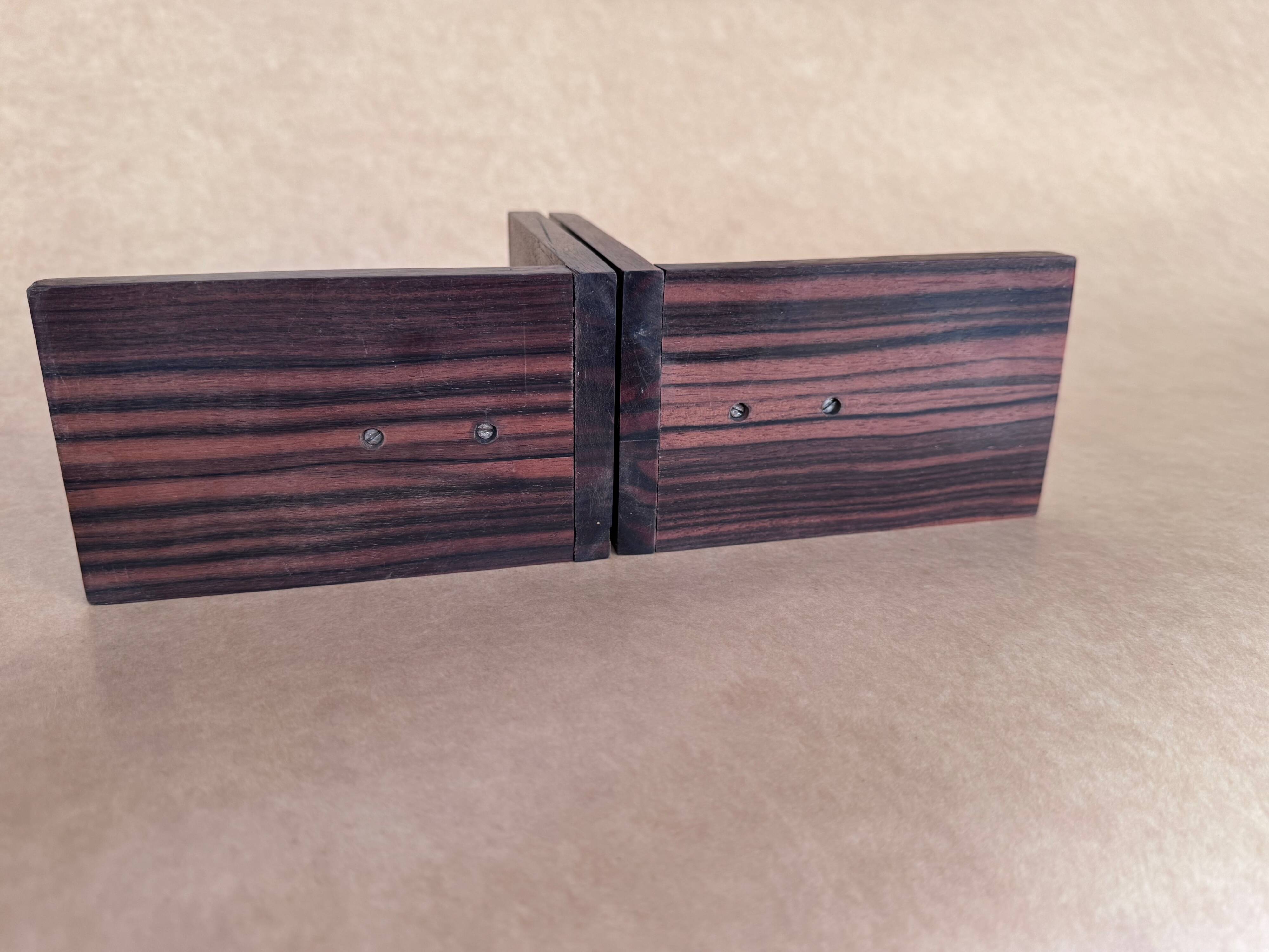 Art Deco bookends in rosewood and Bakelite