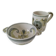 Duo HB Quimper “Camaïeu vert” – ear bowl & mug