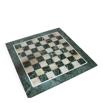 Large chessboard in green marble and onyx – 50 × 50 cm