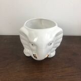 Cache pot éléphant vintage blanc et doré