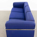 Cassina LC2 3seat Sofa by Charlotte Perriand, Le Corbusier and Pierre Jeanneret in blue fabrics