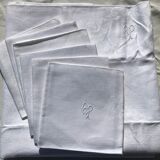 AP embroidered square tablecloth with 6 towels