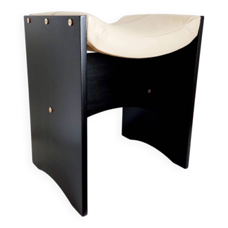 Vintage leather and wood seat