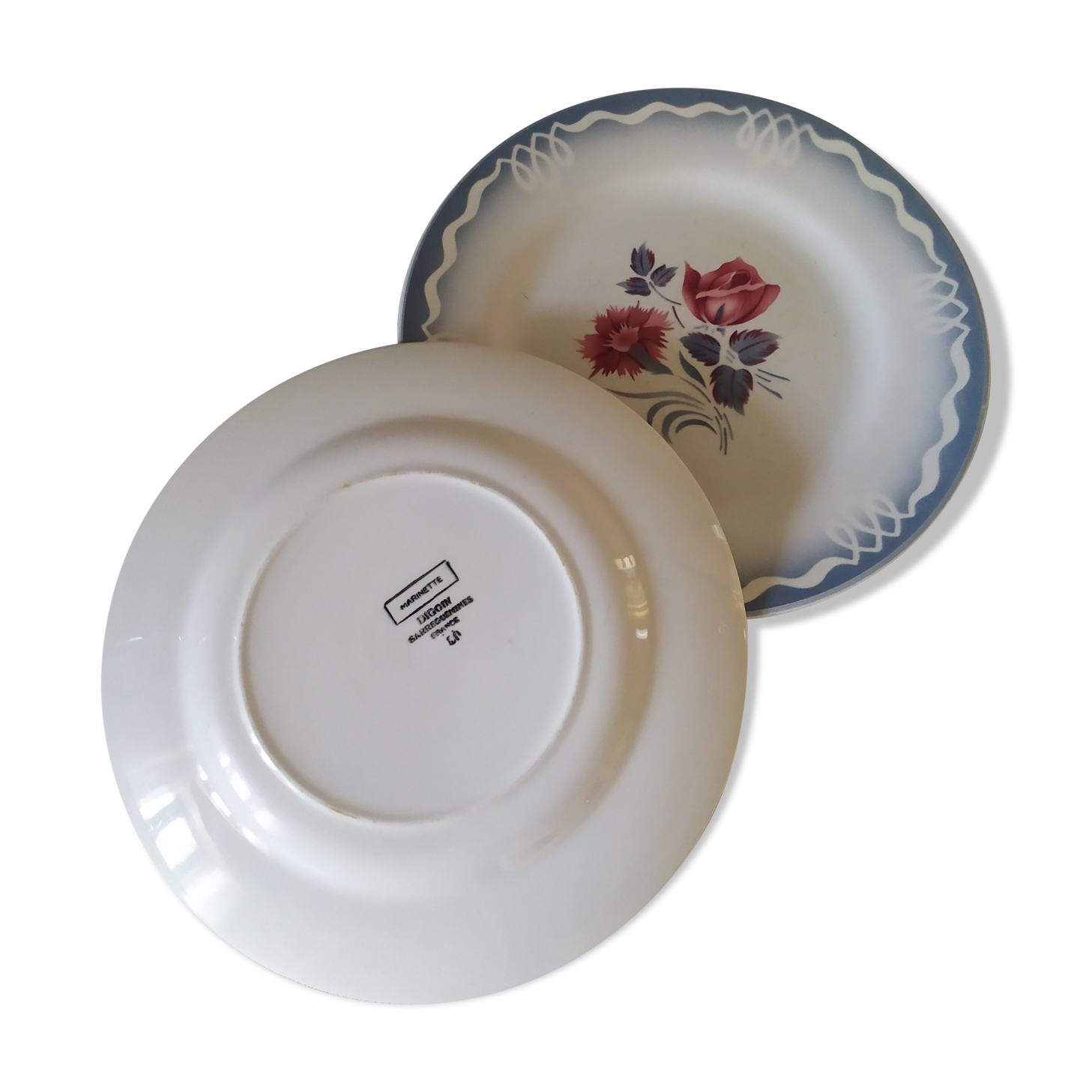 Flat earthenware plates by Digoin Sarreguemines