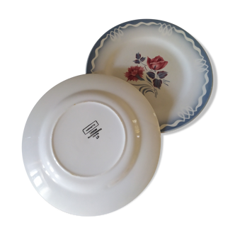 Flat earthenware plates by Digoin Sarreguemines