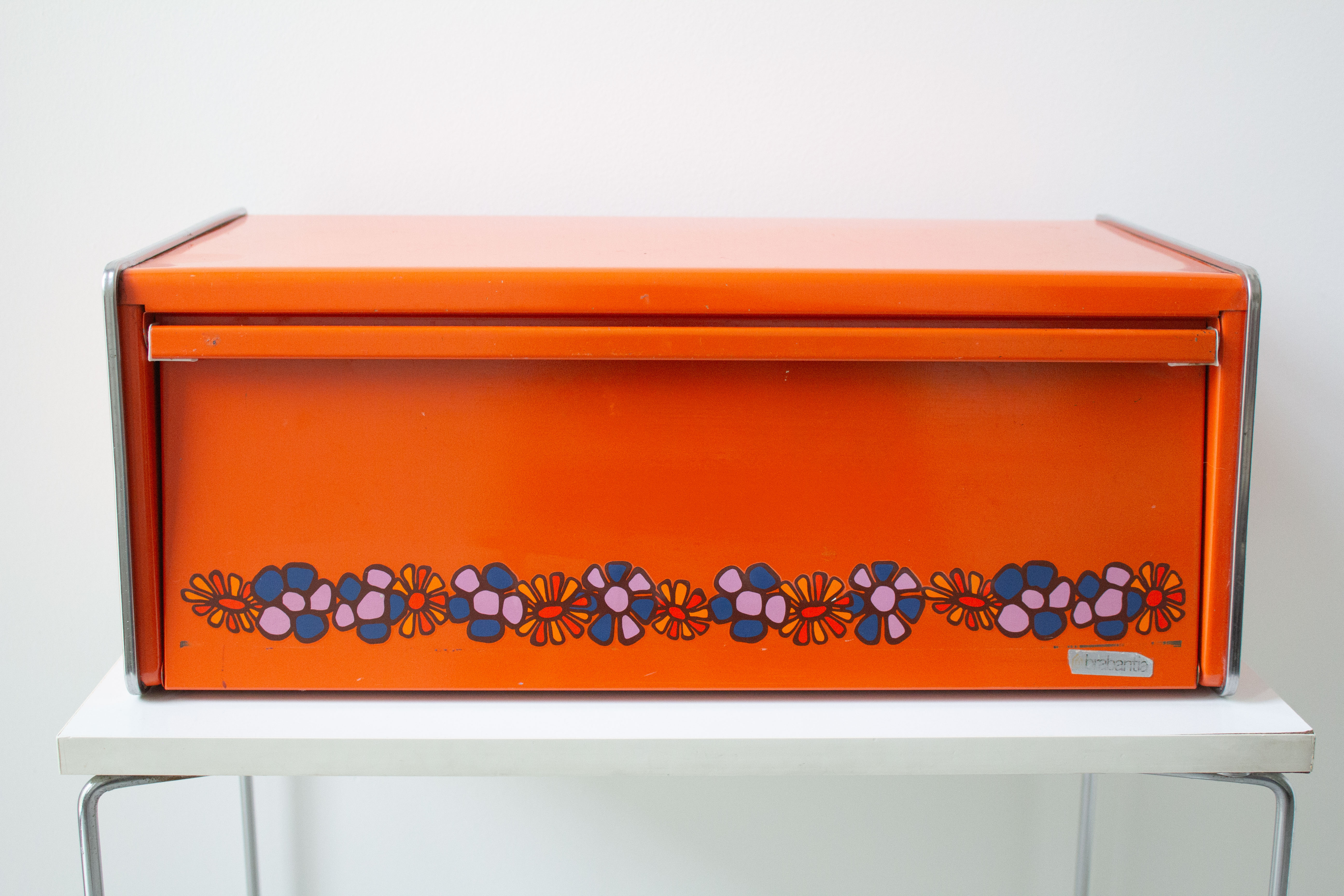 Vintage Brabantia (Holland) Orange Metal Bread Box