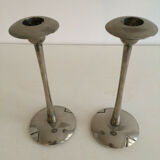 Pair of silver style Deco candlesticks