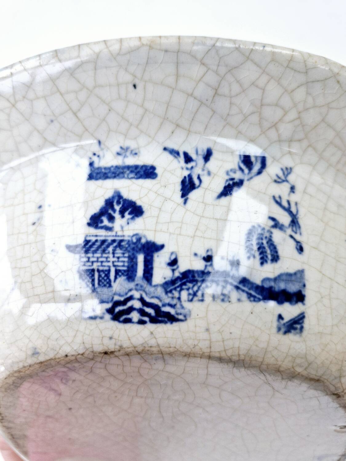 Old Rectangular Hollow Dish In English Earthenware 19th Chinese Decor Blue Willow