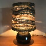 Stoneware lamp with its wool lampshade