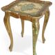 Rococo Revival Gilt Side Table, Light Turquoise, Italy, 1950s Design