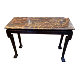 Console sofa back solid wood carved marble yellow vein Indochina late nineteenth