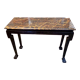 Console sofa back solid wood carved marble yellow vein Indochina late nineteenth