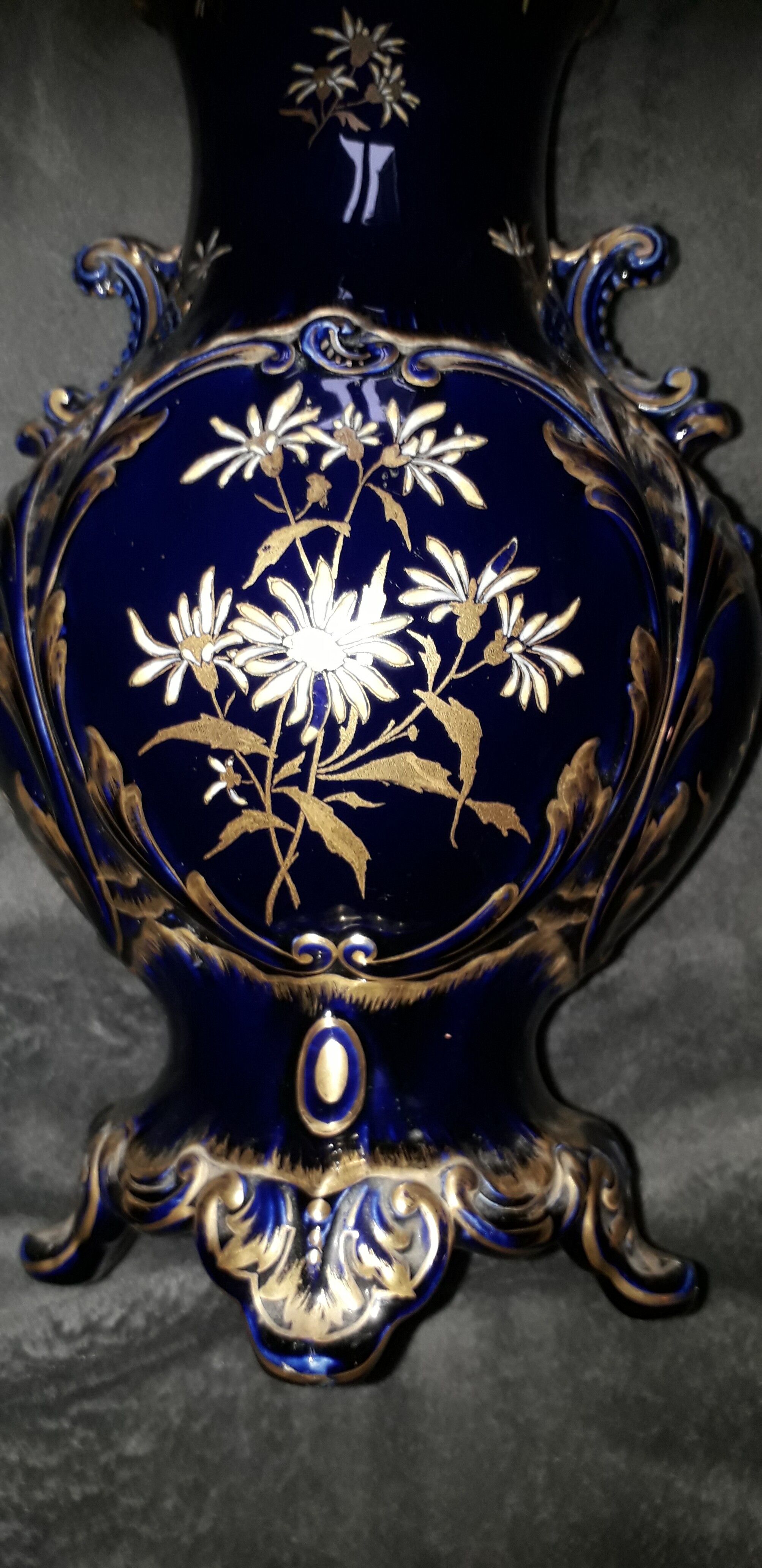 Midnight blue ceramic vase Sarreguemines