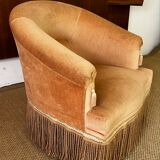 Yellow velvet toad armchair