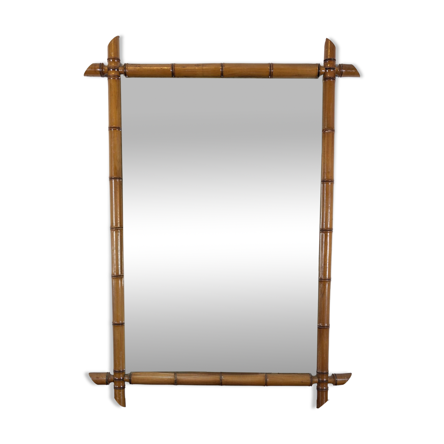 Vintage wooden mirror with bamboo imitation 102 x 75 cm – Exotic spirit