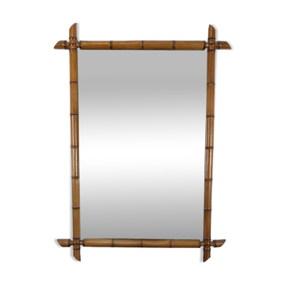 Grand miroir vintage en bois imitation bambou 102 x 75 cm – Esprit exotique