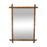 Vintage wooden mirror with bamboo imitation 102 x 75 cm – Exotic spirit