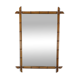 Vintage wooden mirror with bamboo imitation 102 x 75 cm – Exotic spirit