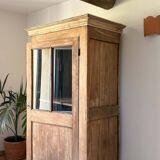 Antique bonnetière, stripped solid wood — honey patina — Provençal farmhouse style.