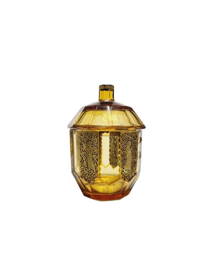 Art Deco oroplastic candy dish from Moser, Czechoslovakia, 1930s
