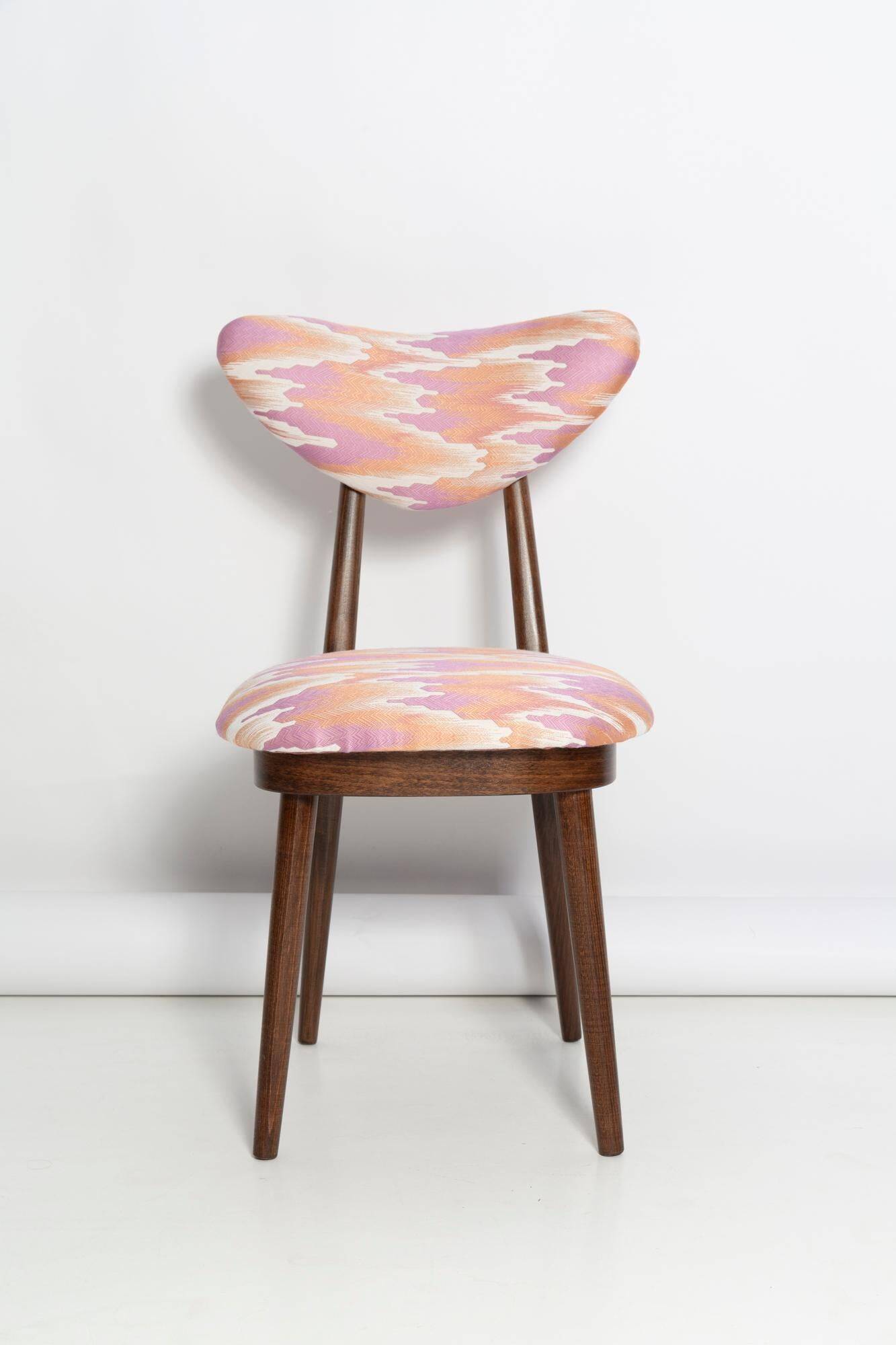 Heart-shaped chair mid-century in Fandango pink jacquard, Dedar, Europe, 1960s