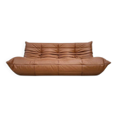 Togo sofa in cognac leather designed by Michel Ducaroy for Ligne Roset.