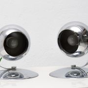 Pair of mid century space-age positioning desk lamps, 1960, Central Europe