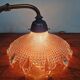 Pair of pendant lights in bronze and scalloped transparent glass