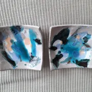 1 set of 2 ceramic Corsican catchalls