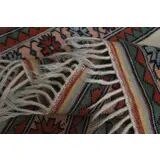 1960's Vintage Turkish Milas Handmade Wool Cotton Red Blue Area Rug 130x180