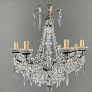Crystal and bronze chandelier, 20th century